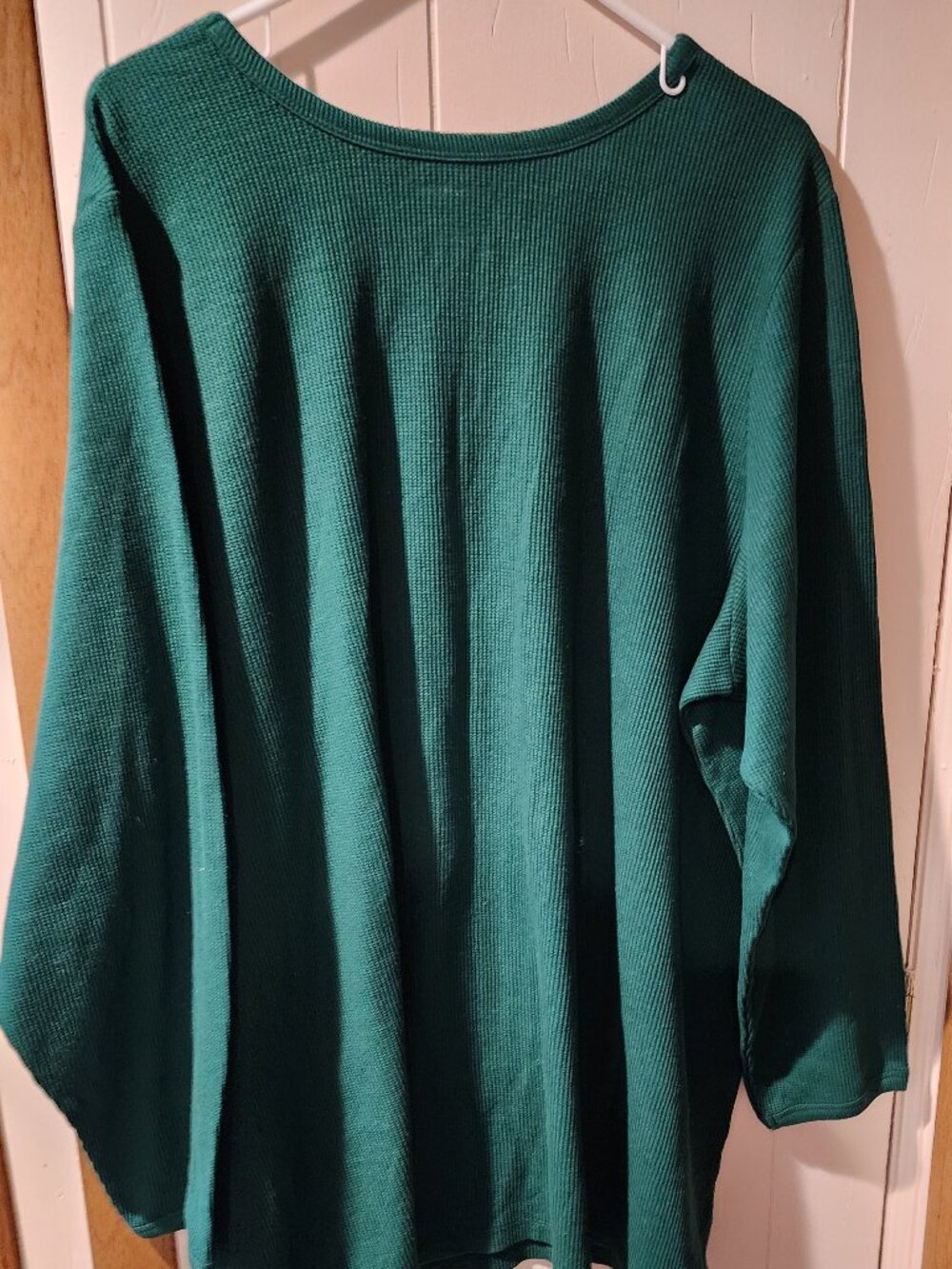 **Woman Within Green Waffle Knit Top | Size 3X | Long Sleeve**